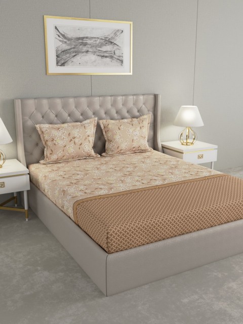 

Raymond Home Brown & Beige Floral Printed 104 TC Cotton Double King Bedsheet With 2 Pillow Covers