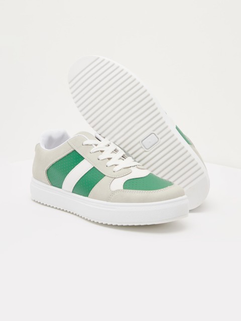 

shoexpress Women Green Textured Lace-Up Sneakers