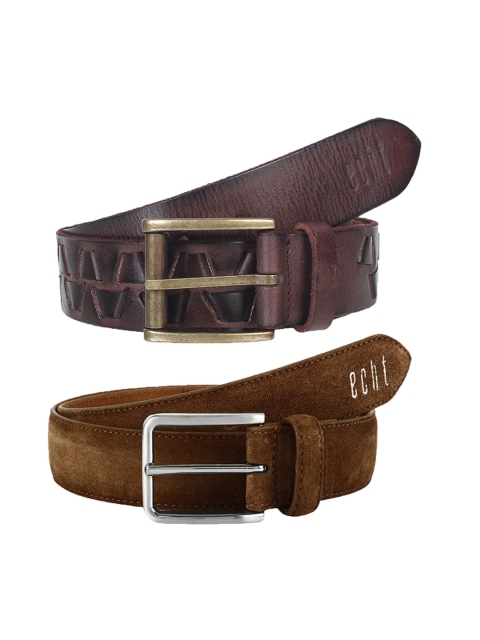 

echt Men Pack Of 2 Genuine Leather Belts, Brown