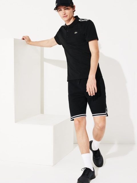

Lacoste Men Black Solid Polo Collar T-shirt