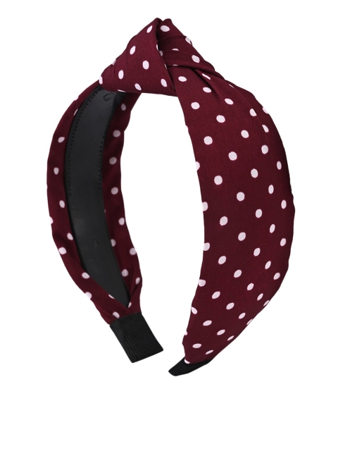 

BuckleUp Women Maroon & White Polka Print Knot Detailed Hairband