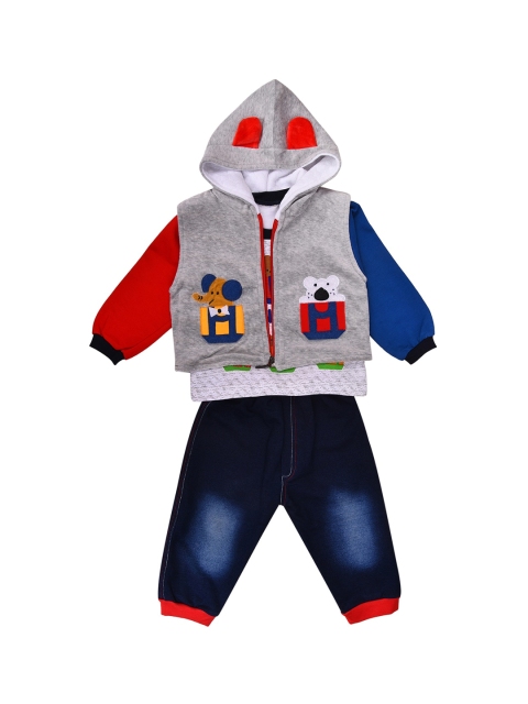 

Wish Karo Boys Blue & Red T-shirt & Trousers With Jacket