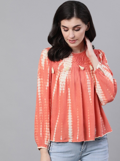 

Ishin Women Peach-Coloured Dyed A-Line Top