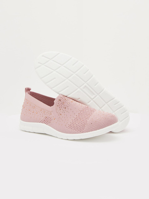 

shoexpress Women Pink & White Textile Walking Shoes