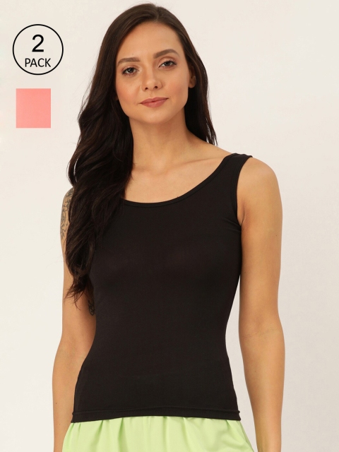 

Lady Lyka Women Pack of 2 Solid Camisoles, Black