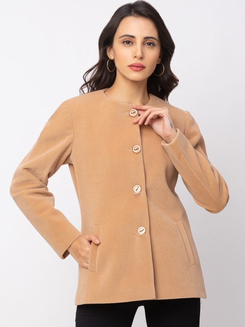 

Globus Women Beige Solid Overcoat