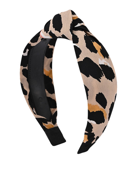 

BuckleUp Women Beige & Black Animal Print Knot Detailed Hairband