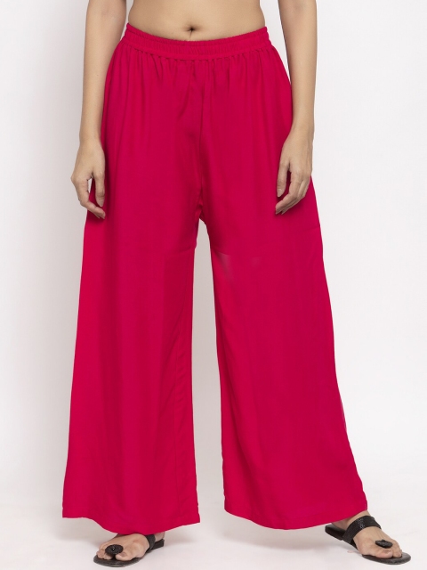 

NEUDIS Women Magenta Solid Wide Leg Palazzos