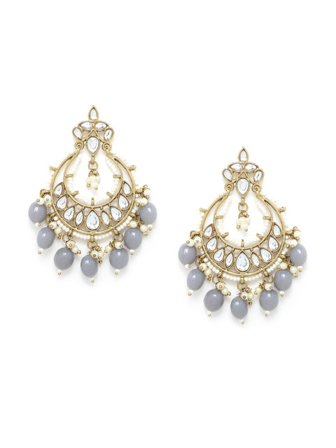 

Kairi Grey & Gold-Toned Crescent Shaped Chandbalis