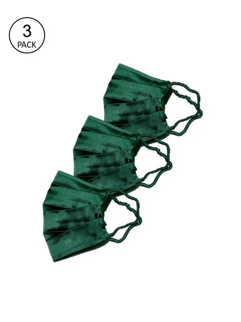 

Bellofox Women 3 Pcs Green Solid Reusable Outdoor 3-Ply Satin Masks
