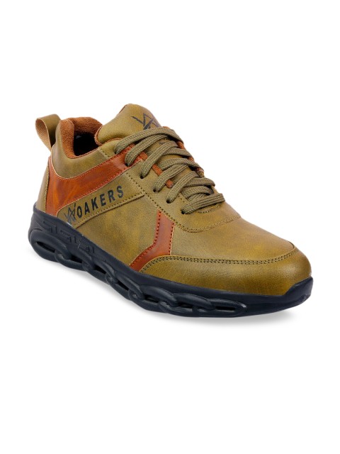 

Woakers Men Khaki-Coloured & Red Running Shoes