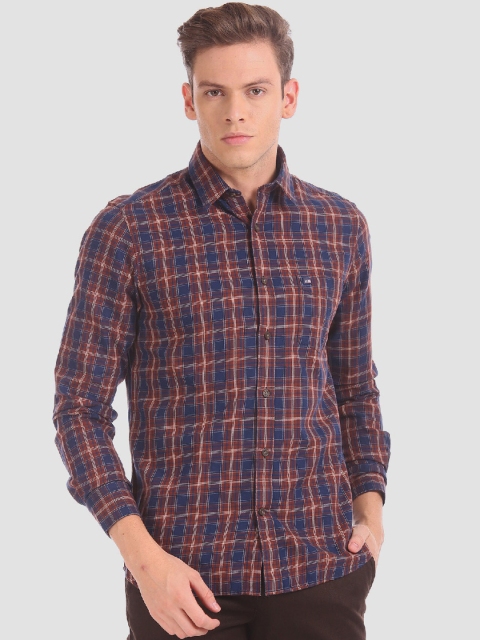 

Arrow Sport Men Blue & Red Regular Fit Checked Casual Shirt