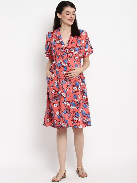 

The Vanca Women Coral Printed Wrap Dress
