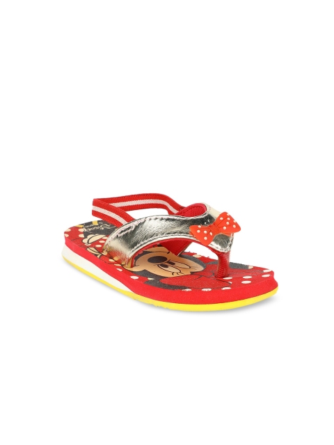 

Disney Girls Red & Silver-Toned Printed Thong Flip-Flops
