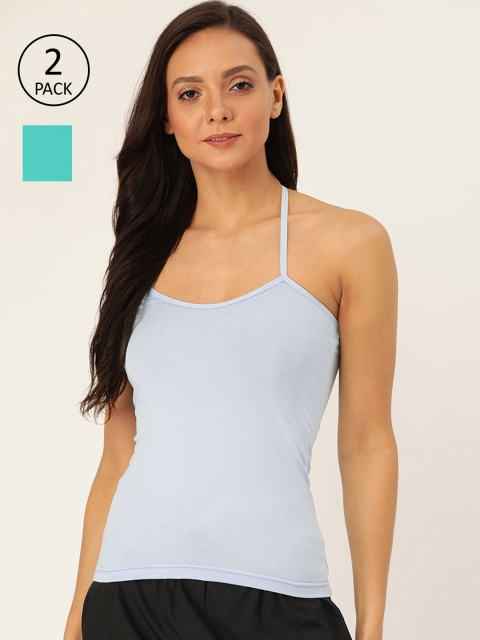 

Lady Lyka Women Pack of 2 Solid Camisoles, Teal