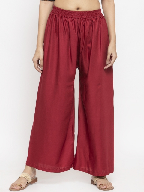

NEUDIS Women Maroon Solid Wide-Leg Palazzos