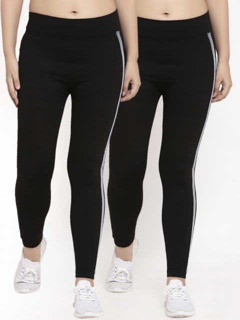 

KLOTTHE Women Pack Of 2 Black & White Skinny-Fit Solid Tights