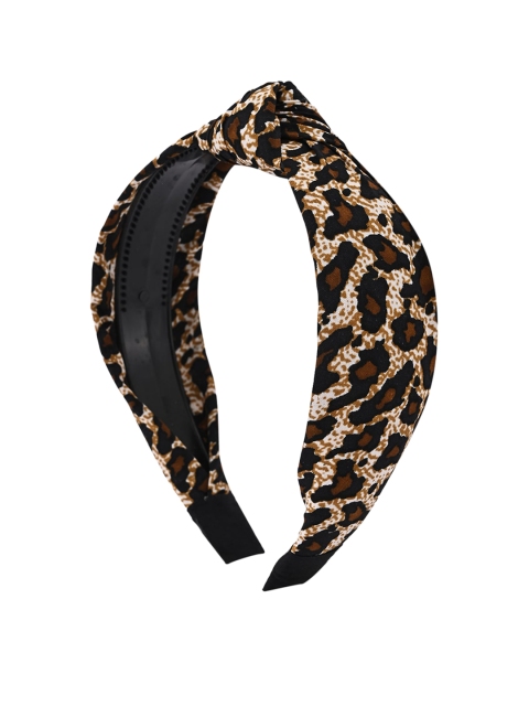 

BuckleUp Women Brown & Black Animal Print Knot Detailed Hairband