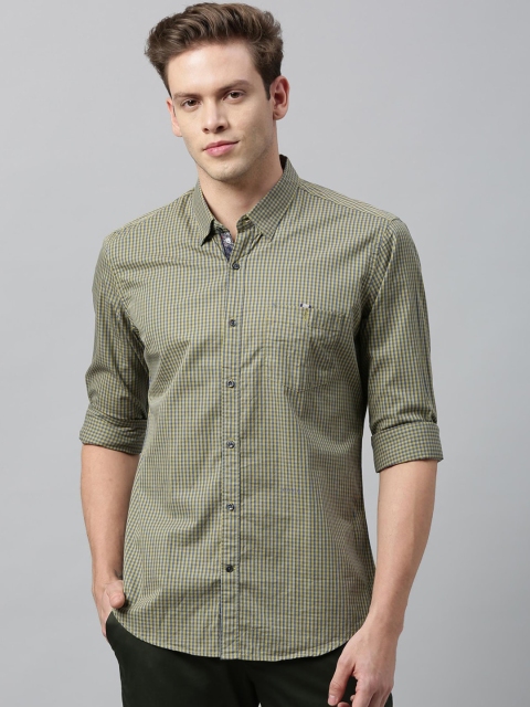 

RARE RABBIT Men Olive Green Tailored Fit Checked Casual Shirt