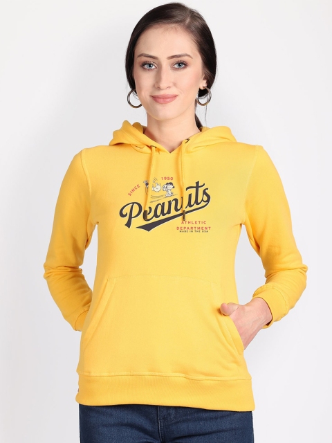 

Free Authority Women Yellow Printed Hooded Sweatshirt