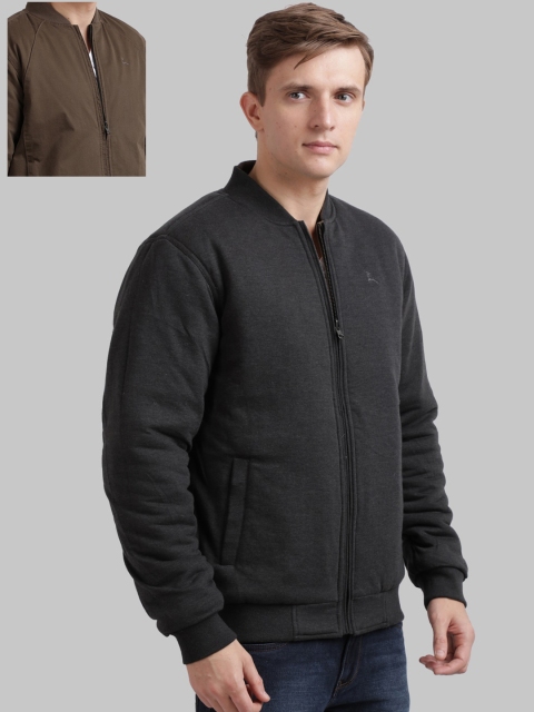 

Parx Men Brown & Charcoal Solid Reversible Tailored Jacket