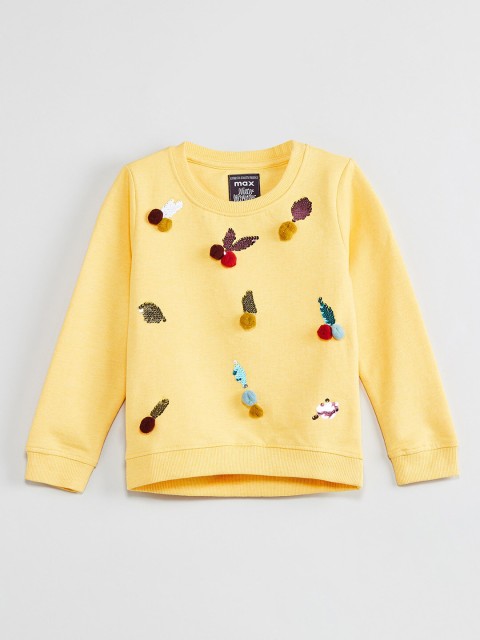 

max Girls Yellow Embellished Sweatshirt