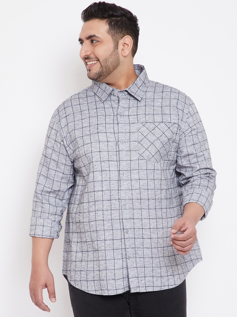 

Instafab Plus Men Grey & Black Regular Fit Checked Casual Shirt
