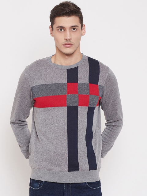 

Crimsoune Club Men Grey Checked Sweatshirt