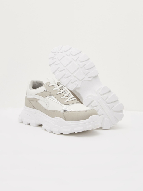 

shoexpress Women White & Grey Running Sports Shoes