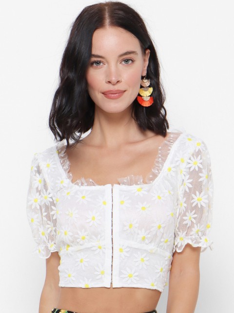 

FOREVER 21 Women White Printed Top