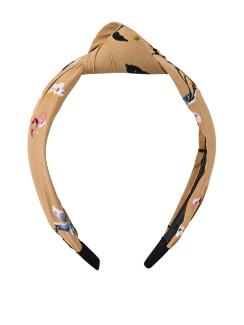 

BuckleUp Women Beige Printed Knot Detailed Hairband