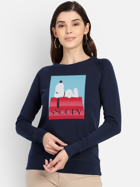 

Free Authority Peanuts Print Navy Sweatshirt For Women, Navy blue
