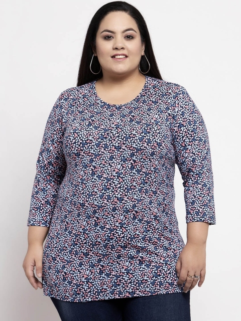 

plusS Women Multicoloured Printed Pure Cotton Top, Multi