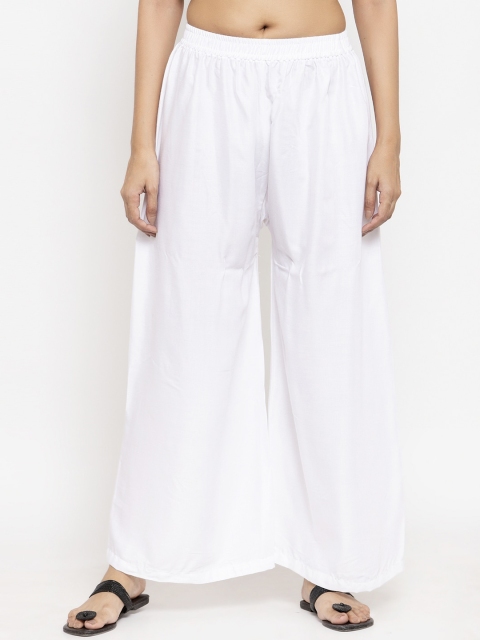 

NEUDIS Women White Solid Wide Leg Palazzos