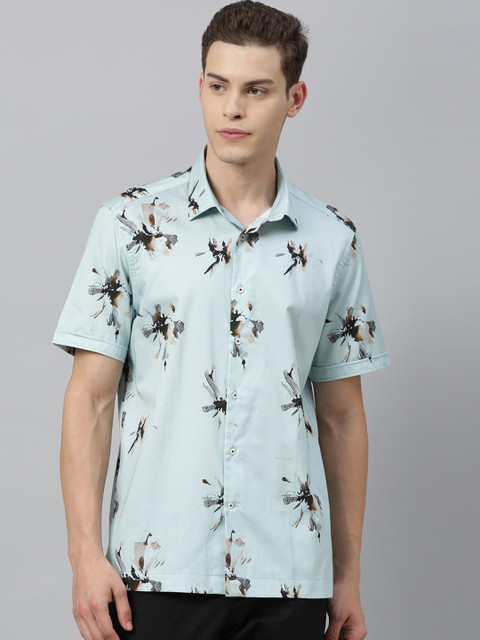 

RARE RABBIT Men Blue & Black Regular Fit Printed Casual Shirt