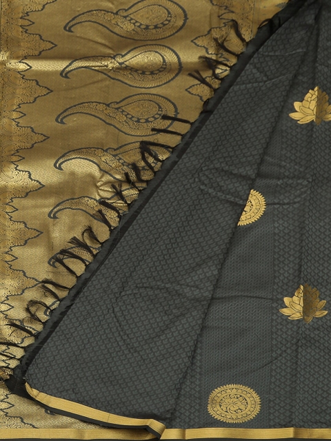 

Pothys Grey & Black Art Silk Solid Saree