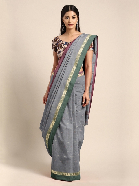 

Mitera Grey Pure Cotton Woven Design Taant Saree