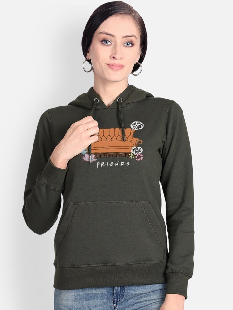

Free Authority Friends Print Olive Hoodie For Women