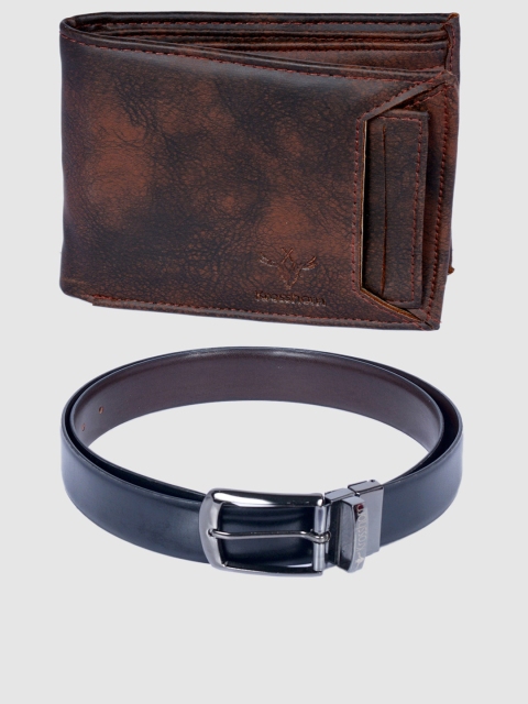 

Krosshorn Men Brown & Navy Blue Leather Accessory Gift Set
