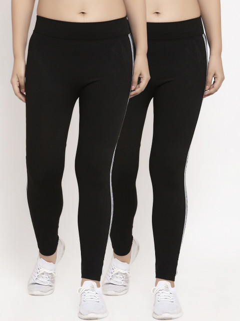 

KLOTTHE Women Pack Of 2 Black & White Solid Skinny-Fit Tights