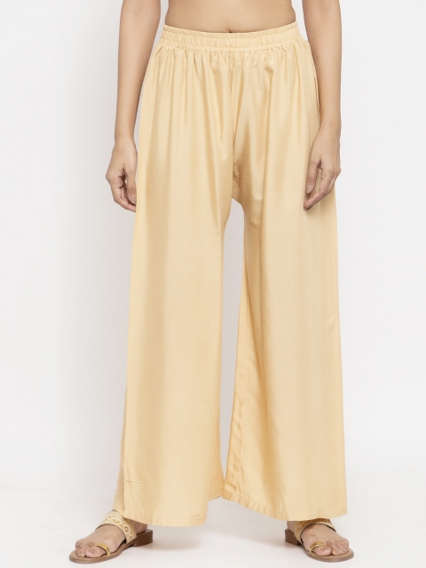 

NEUDIS Women Beige Solid Straight Fit Palazzo