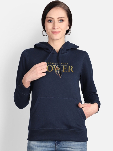 

Free Authority Wonder Woman Print Navy Hoodie for Women, Navy blue
