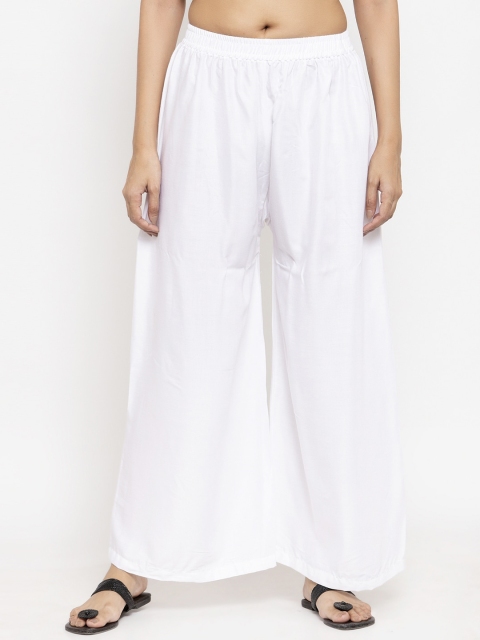 

NEUDIS Women White Solid Wide Leg Palazzos