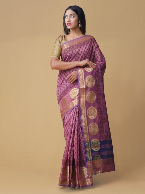 

Unnati Silks Purple Woven Design Silk Cotton Saree
