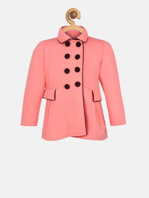 

Lazy Shark Girls Pink Solid Pea Coat
