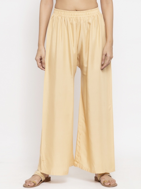 

NEUDIS Women Beige Solid Wide Leg Palazzos