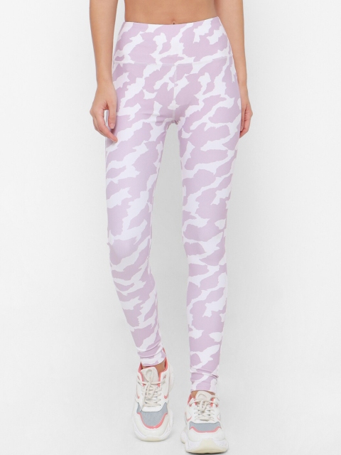 

FOREVER 21 Women Purple & White Printed Ankle-Length Leggings