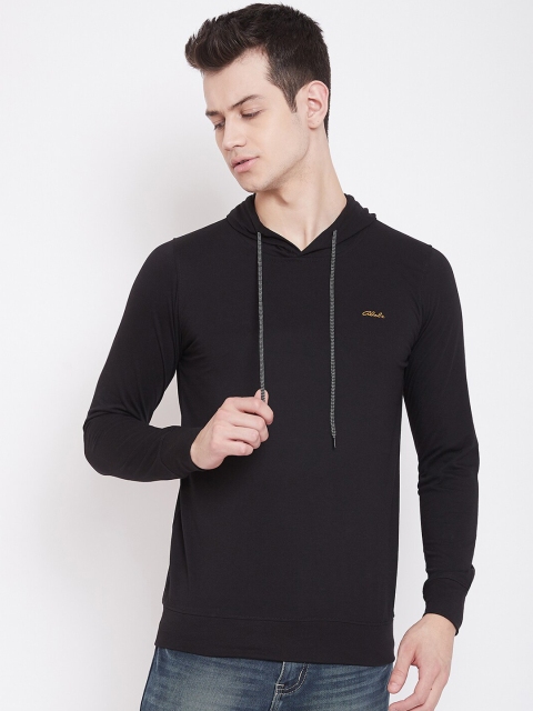 

Adobe Men Black Solid Hood T-shirt