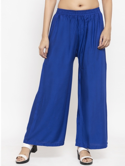 

NEUDIS Women Blue Solid Wide Leg Palazzos, Navy blue