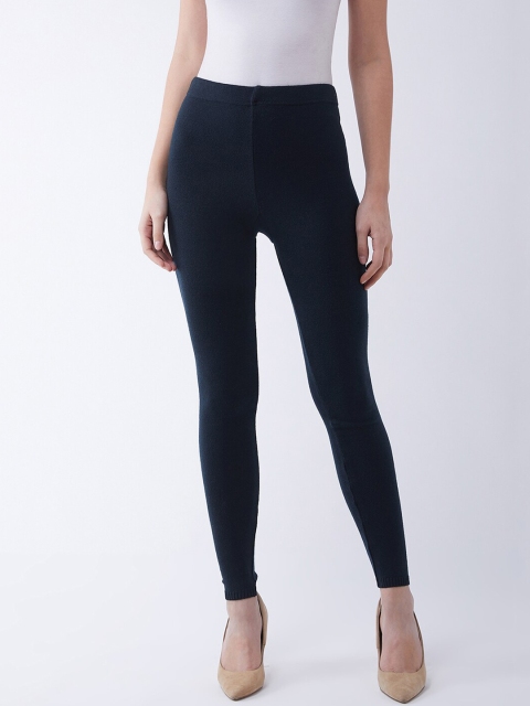 

RVK Women Navy Blue Solid Ankle-Length Leggings